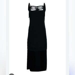 BCBGMaxAzria Elegant Black High Low Dress  front pockets xxs new